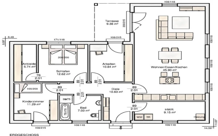 Albert-Haus - Musterhaus Leah 128 Erdgeschoss