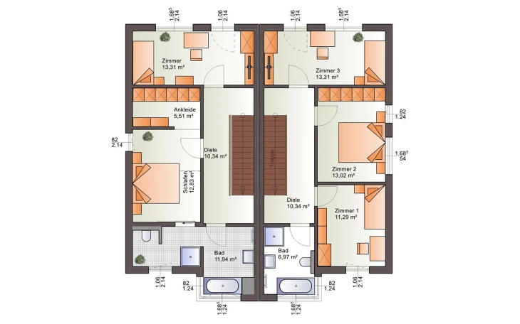 Bärenhaus - Musterhaus Duo 160 Obergeschoss