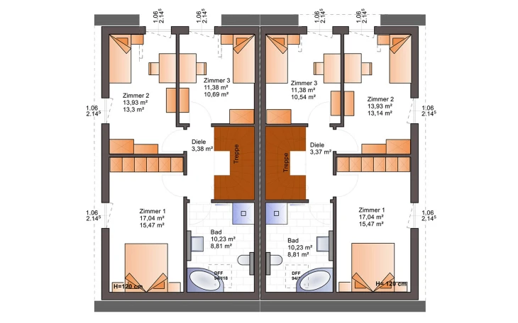 Bärenhaus - Musterhaus Duo 117 Obergeschoss