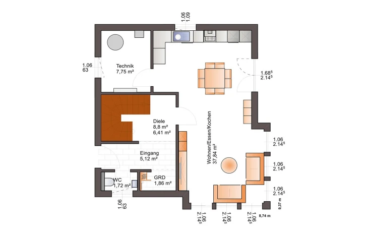 Bärenhaus - Musterhaus Esprit 117 Erdgeschoss