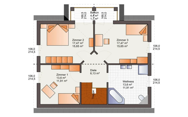 Bärenhaus - Musterhaus Esprit 149 Dachgeschoss