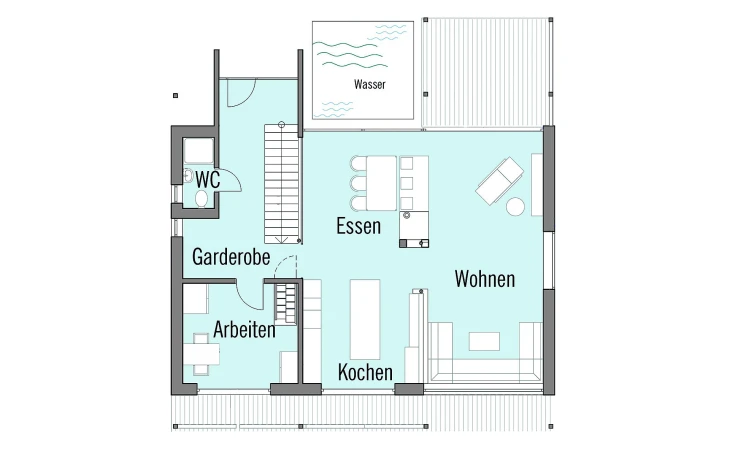 Baufritz - Musterhaus Alpenchic Erdgeschoss