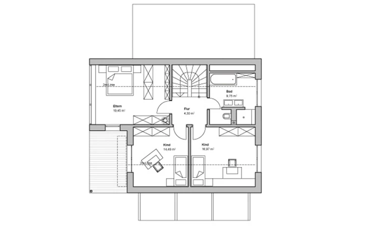 Baufritz - Musterhaus Skandinavisch 134 m² Obergeschoss