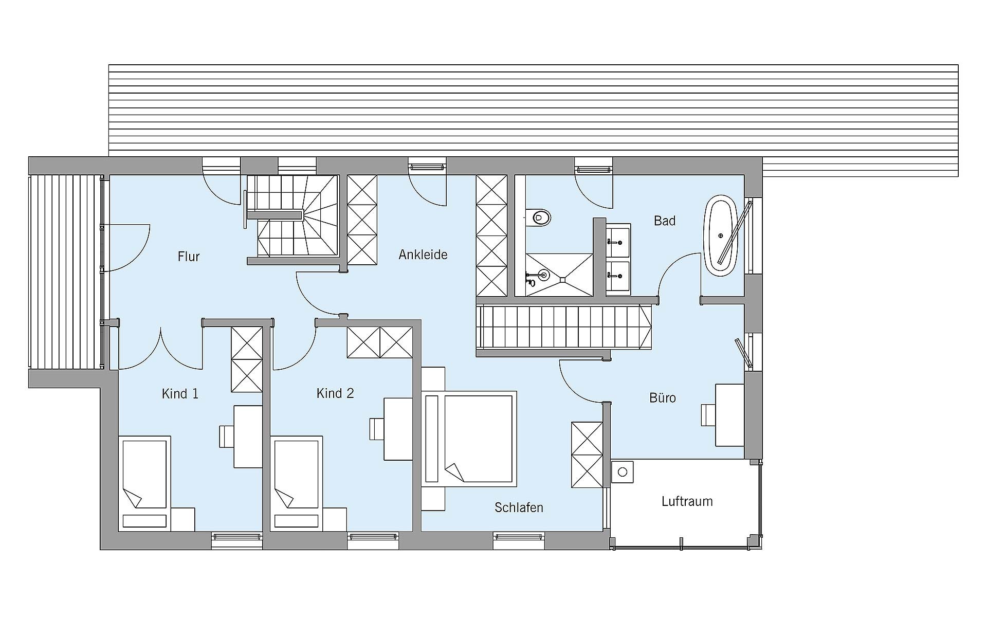 Obergeschoss Haus am Wald von Bau-Fritz GmbH & Co. KG, seit 1896