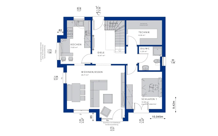 Bien-Zenker - Musterhaus EVOLUTION 152 V4 Erdgeschoss