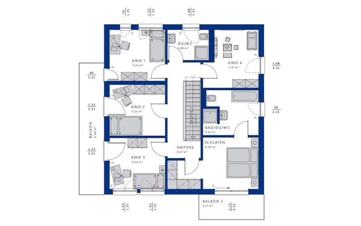 Bien-Zenker - Musterhaus EVOLUTION 177 V4 Obergeschoss