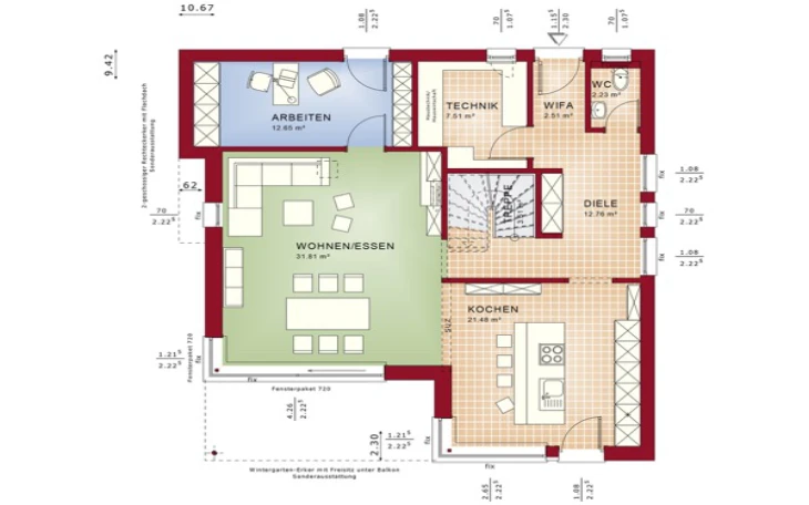 Bien-Zenker - Musterhaus Fantastic 163 V7 Erdgeschoss