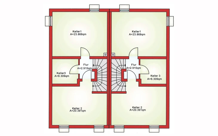 B&S Selbstbau - Musterhaus Doppelhaushälfte BS 103 Keller