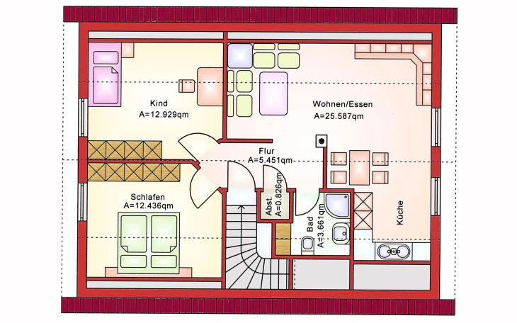 B&S Selbstbau - Musterhaus Zweifamilienhaus BS 140 Dachgeschoss