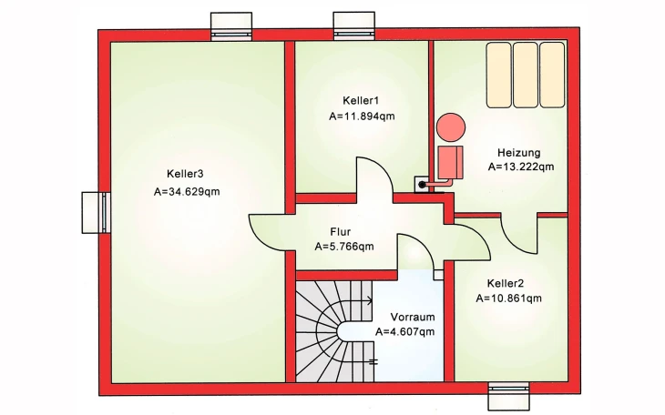 B&S Selbstbau - Musterhaus Zweifamilienhaus BS 140 Keller