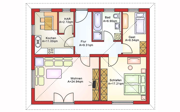 B&S Selbstbau - Musterhaus Bungalow BS 80 Erdgeschoss