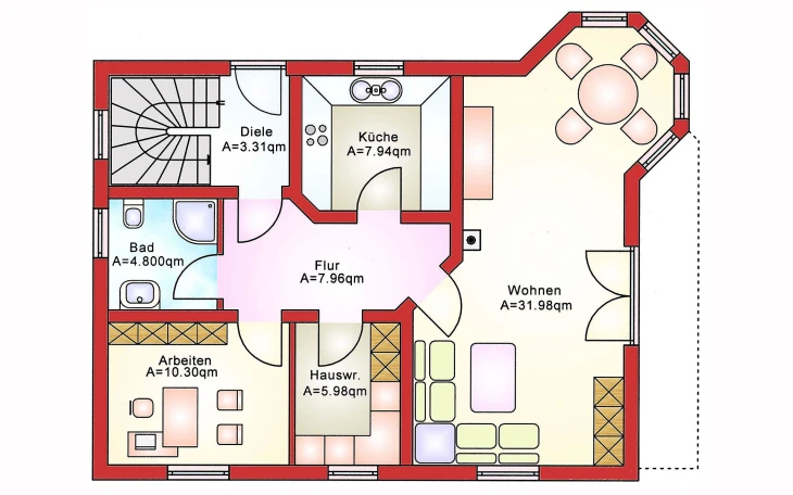 B&S Selbstbau - Musterhaus Komfort BS 134 Erdgeschoss