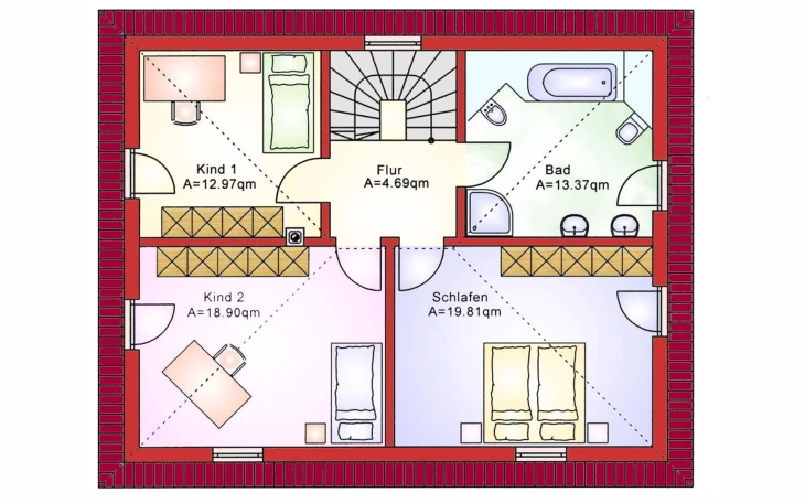 B&S Selbstbau - Musterhaus Einfamilienhaus BS 138 Obergeschoss