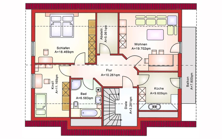 B&S Selbstbau - Musterhaus Zweifamilienhaus BS 181 Dachgeschoss