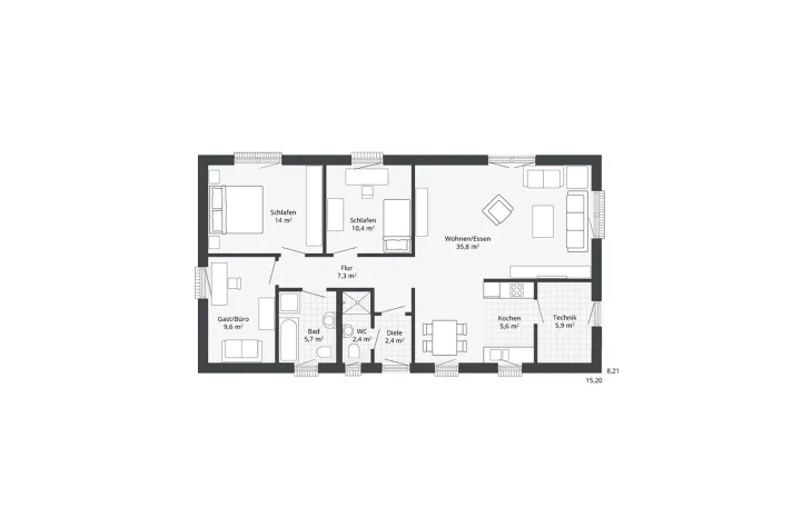 Danhaus - Musterhaus Diamonds Bornholm Erdgeschoss