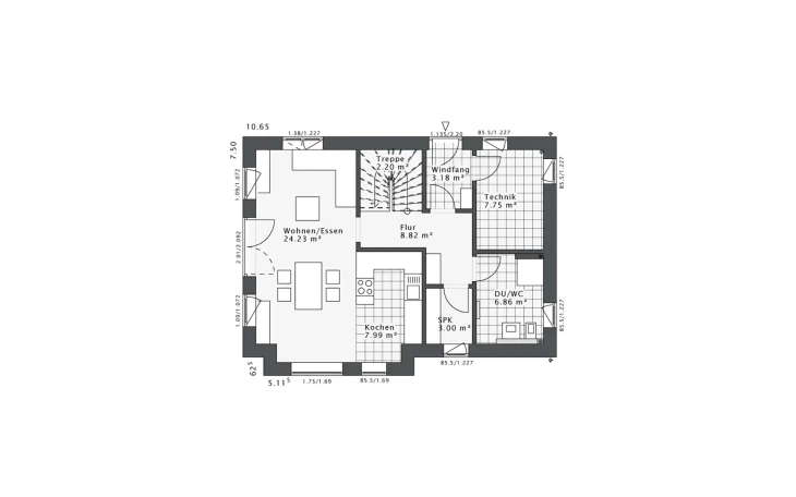 Danhaus - Musterhaus Daylight-E-120 E1 Erdgeschoss