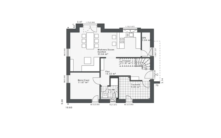 Danhaus - Musterhaus Daylight-E-144 E1 Erdgeschoss
