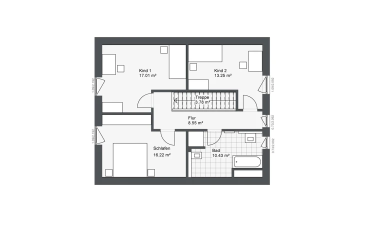 Danhaus - Musterhaus Destiny-140 E1 Obergeschoss