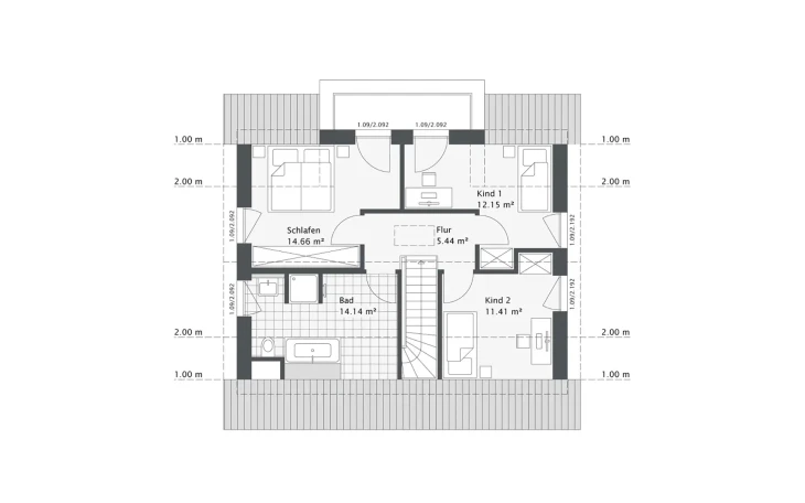 Danhaus - Musterhaus Dreamline-E-123 E2 Dachgeschoss