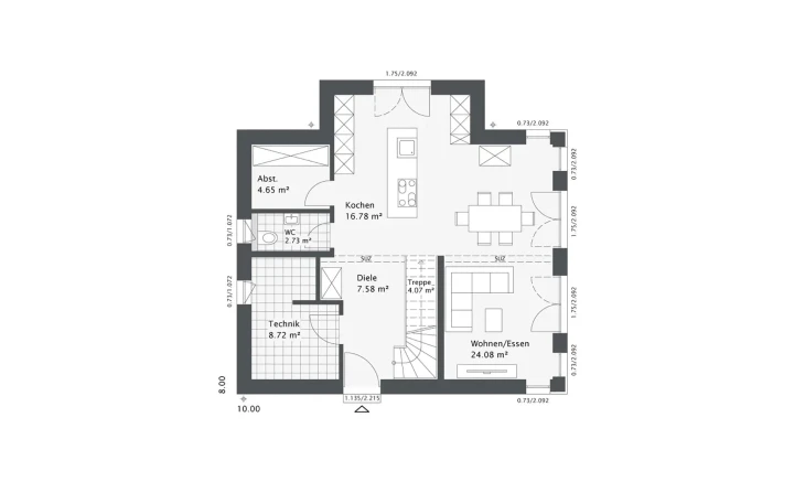 Danhaus - Musterhaus Dreamline-E-123 E2 Erdgeschoss