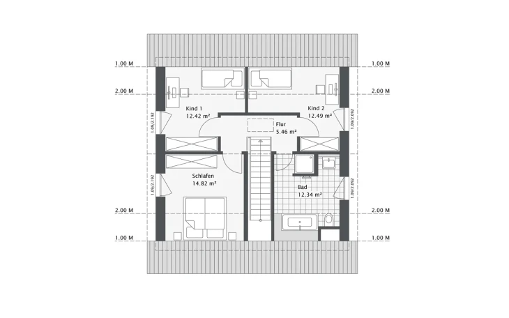 Danhaus - Musterhaus Dreamline-E-125 E1 Dachgeschoss