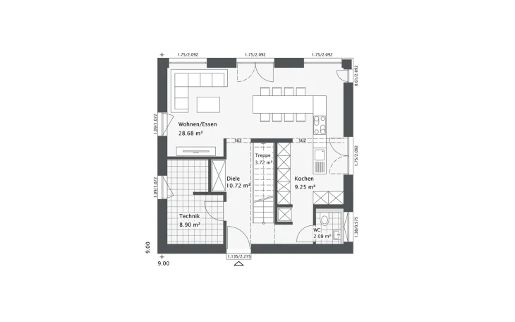 Danhaus - Musterhaus Dreamline-E-125 E1 Erdgeschoss