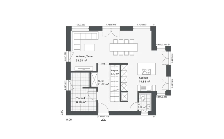 Danhaus - Musterhaus Dreamline-E-125 E4 Erdgeschoss