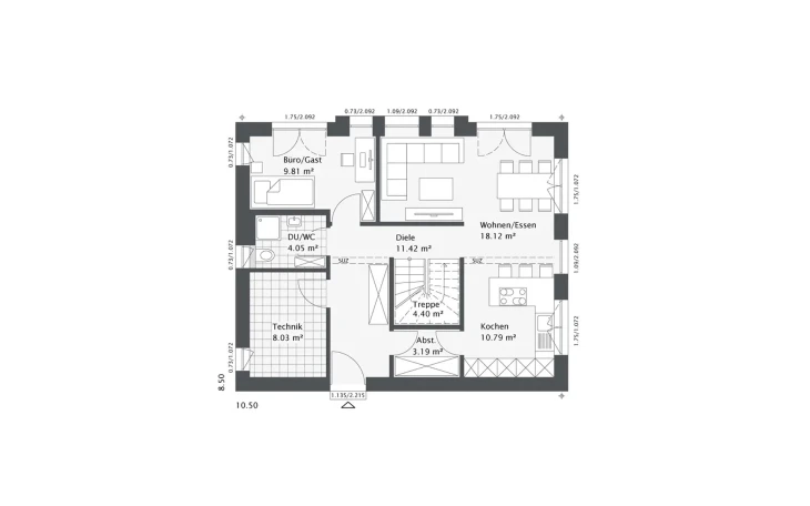 Danhaus - Musterhaus Dreamline-E-138 E1 Erdgeschoss