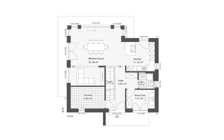 Danhaus - Musterhaus Dreamline-E-138 E4 Erdgeschoss