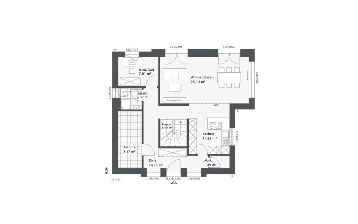 Danhaus - Musterhaus Dreamline-E-140 E1 Erdgeschoss