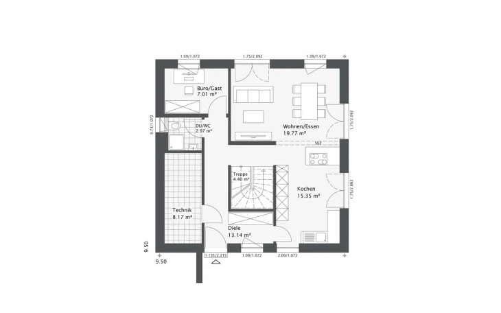 Danhaus - Musterhaus Dreamline-E-140 E2 Erdgeschoss