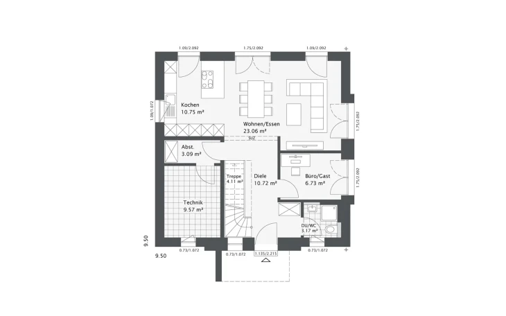 Danhaus - Musterhaus Dreamline-E-140 E3 Erdgeschoss