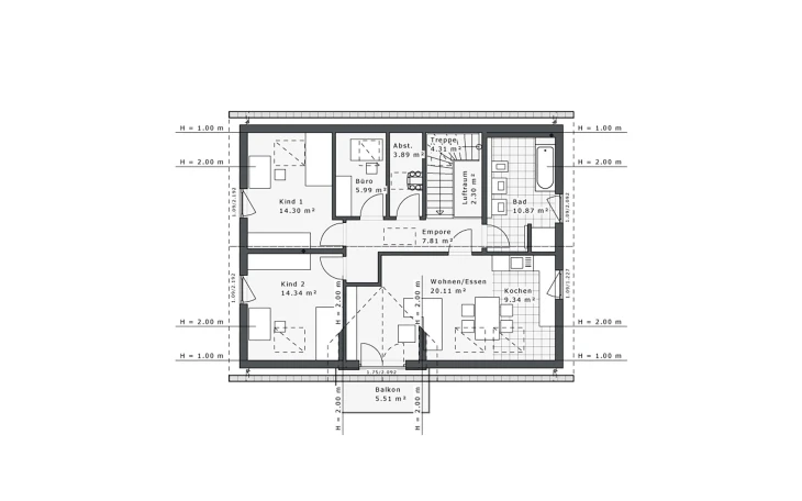 Danhaus - Musterhaus Dynamic-G-182 E1 Obergeschoss