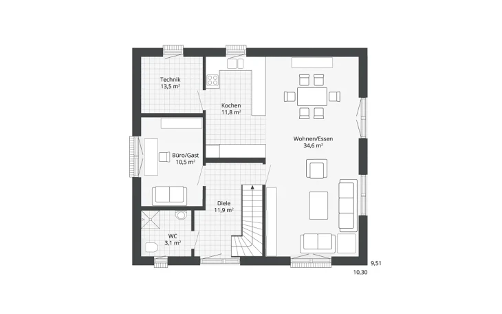 Danhaus - Musterhaus Diamonds Stockholm Erdgeschoss