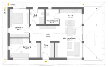 Grundriss Bungalow Next 90 WT von Danwood