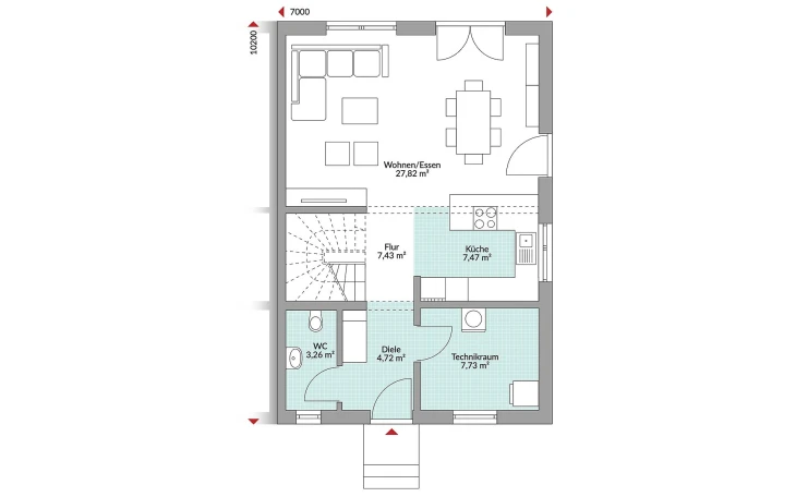 Danwood - Musterhaus Partner 116W Erdgeschoss