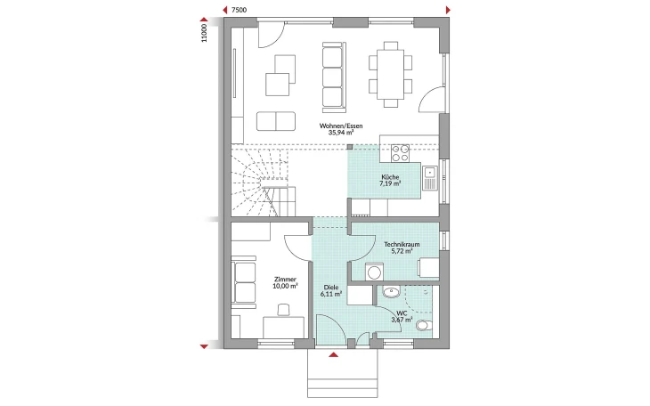 Danwood - Musterhaus Partner 135 Erdgeschoss