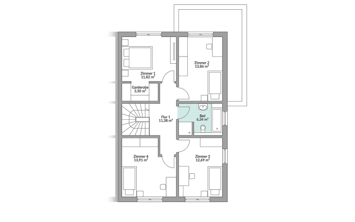Danwood - Musterhaus Partner 155W Obergeschoss