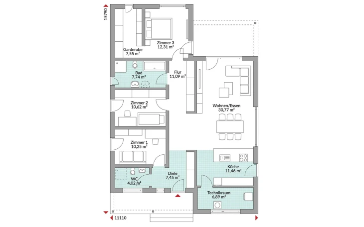Danwood - Musterhaus Perfect 120 cube Erdgeschoss