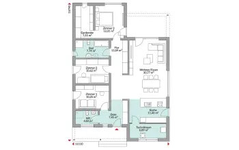 Grundriss Bungalow Perfect 120 cube von Danwood