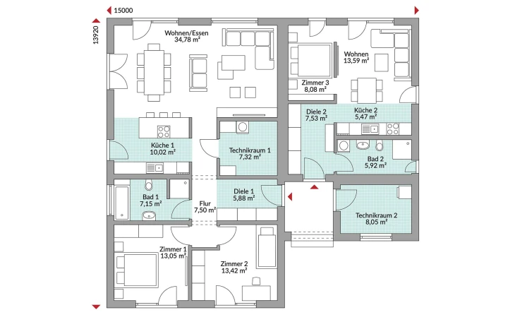 Danwood - Musterhaus Privat 148 Erdgeschoss