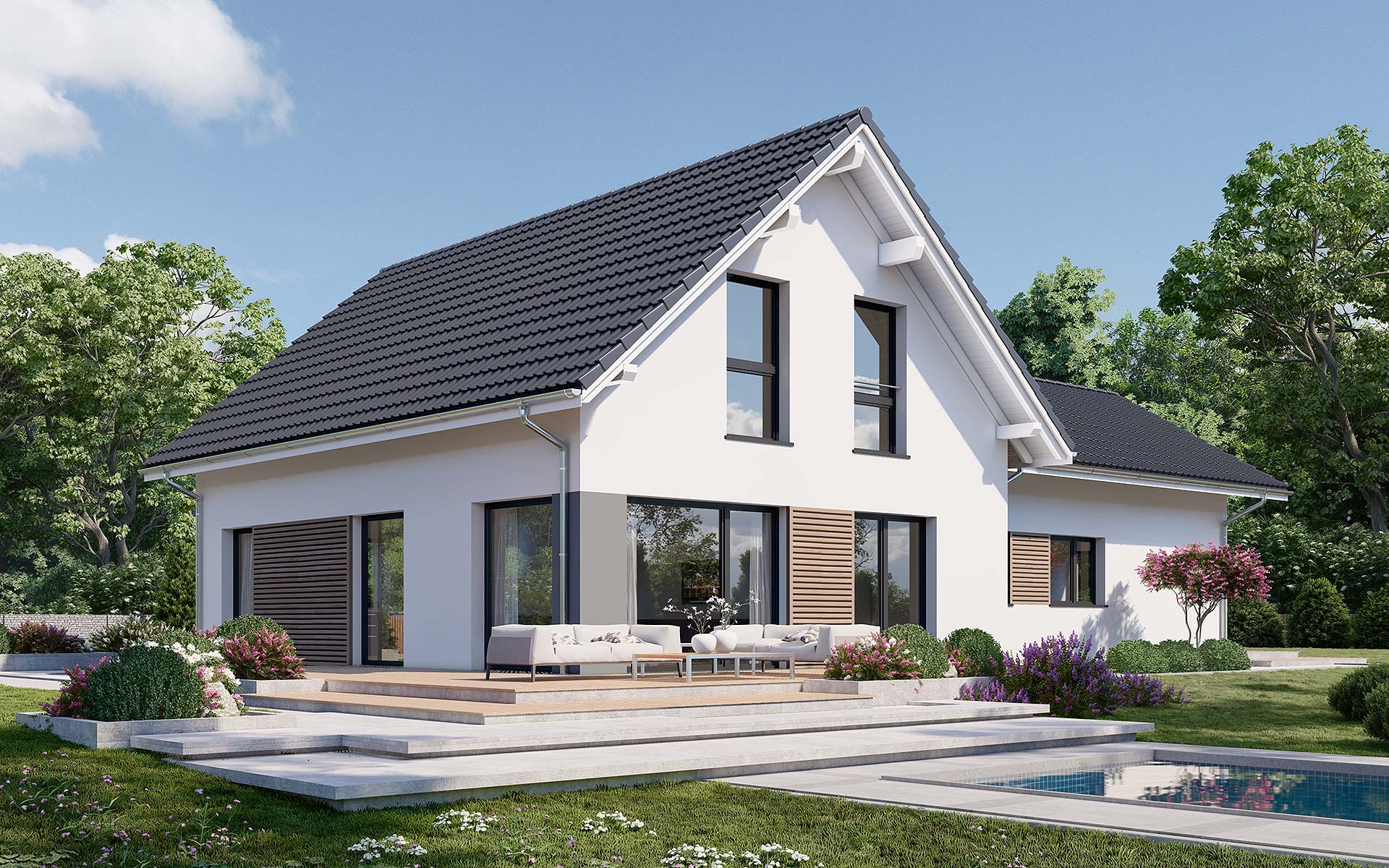 Haus mit Einliegerwohnung FertighausFamilienhaus im klassischen Stil