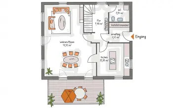 Grundriss Familienhaus ICON 3 Plus City Satteldach  von Dennert Massivhaus