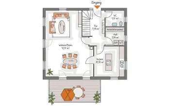 Grundriss Familienhaus ICON 3 Plus Satteldach von Dennert Massivhaus