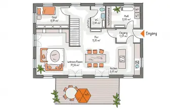 Grundriss Familienhaus ICON 4 City Satteldach von Dennert Massivhaus