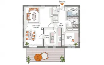 Grundriss Stadtvilla / Villa ICON 4 City Walmdach von Dennert Massivhaus