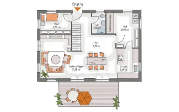 Grundriss Familienhaus ICON 4 Satteldach von Dennert Massivhaus