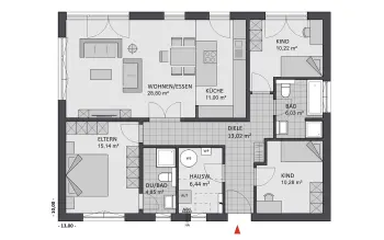 Grundriss Walmdach Chalet 105 von FAVORIT