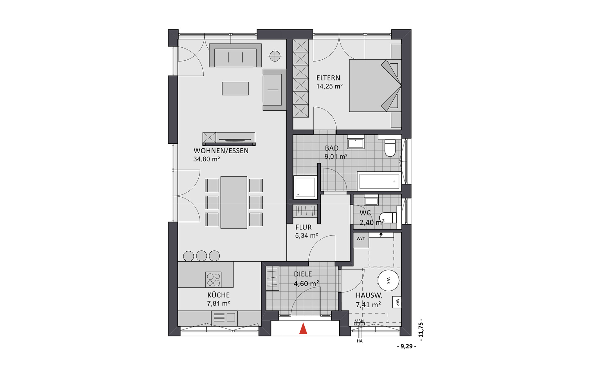 Erdgeschoss Chalet 86 von FAVORIT Haus- Vertriebs GmbH