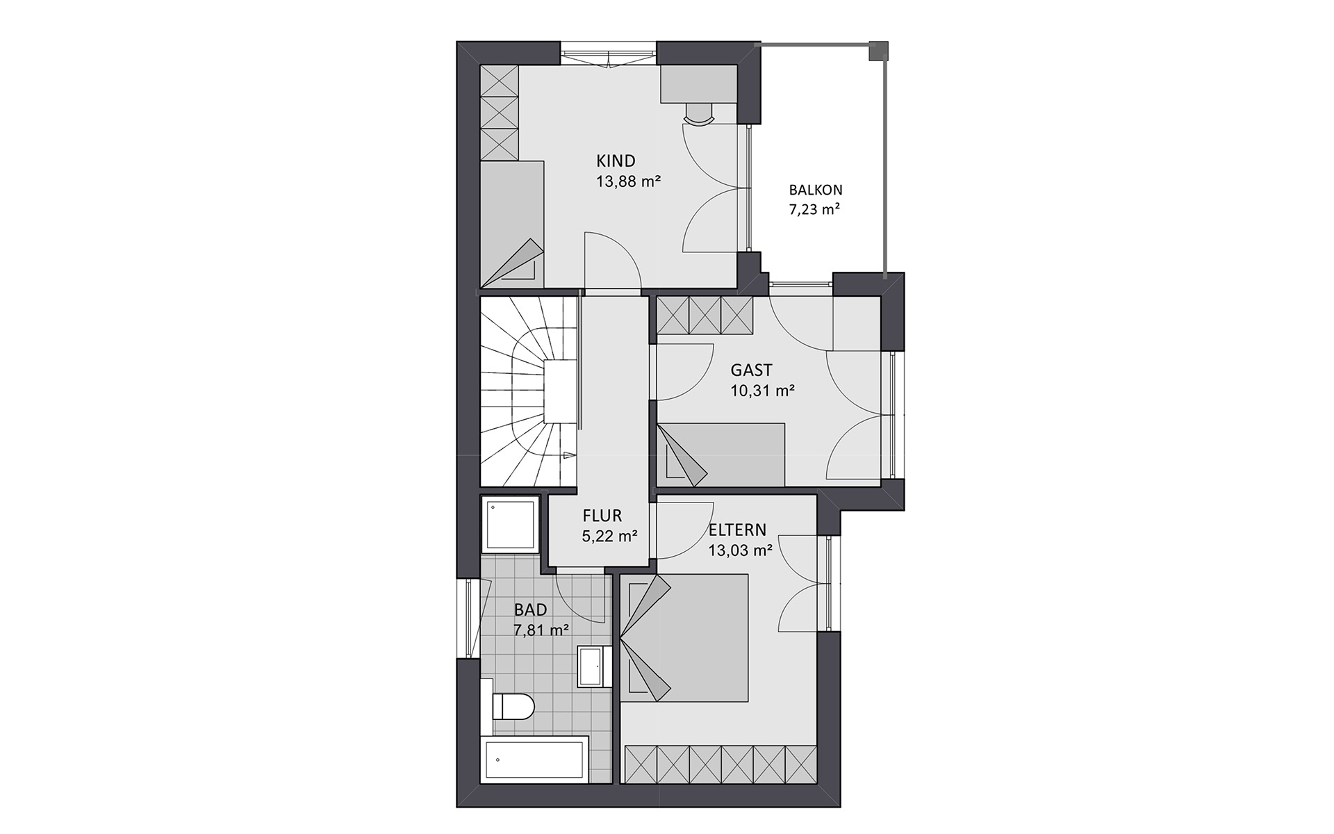 Obergeschoss Concept Design 108 von FAVORIT Haus- Vertriebs GmbH